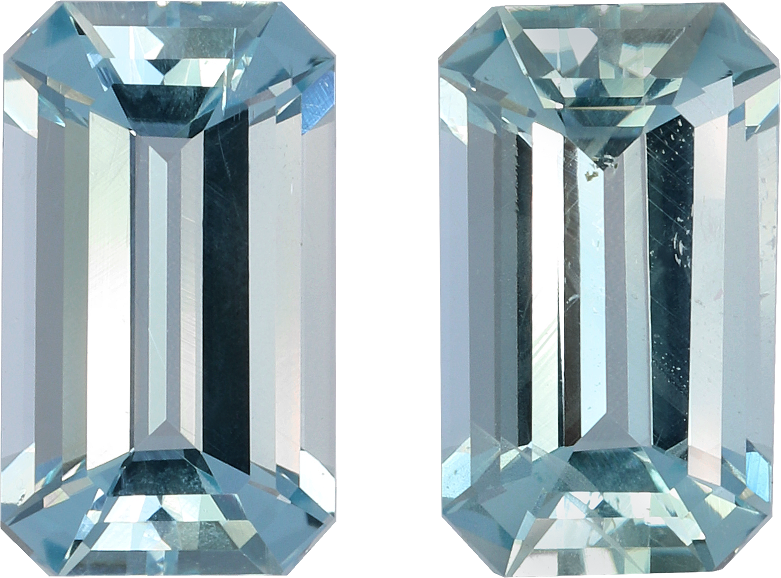 Rectangular cut aquamarine, 12.18 by 7.11 mm, shown at actual size