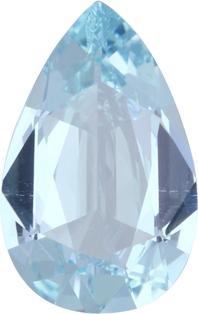 Pear cut aquamarine, 14.17 by 8.91 mm, shown at actual size