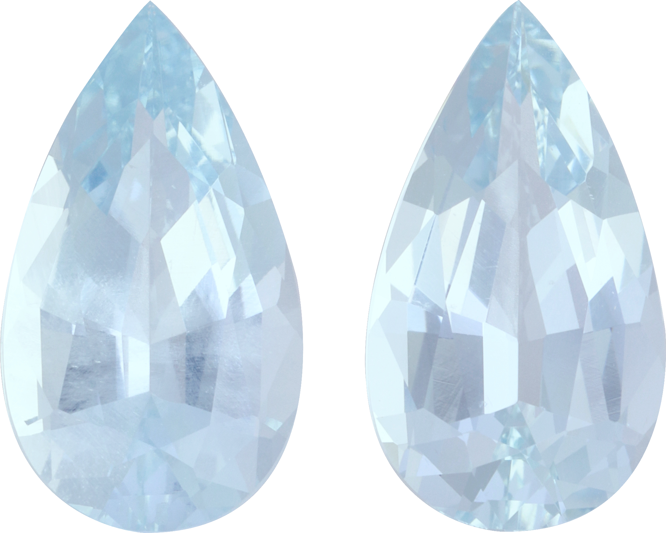 Pear cut aquamarine, 15.56 by 8.79 mm, shown at actual size