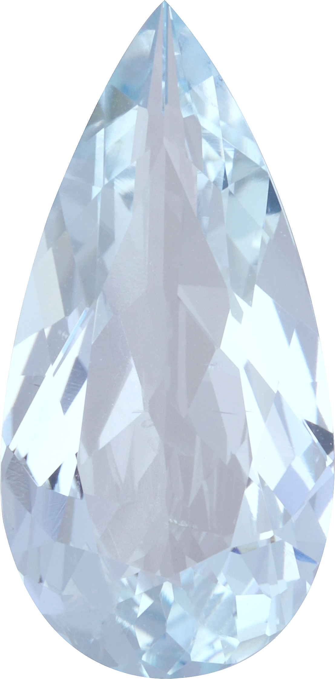 Pear cut aquamarine, 20.26 by 9.94 mm, shown at actual size