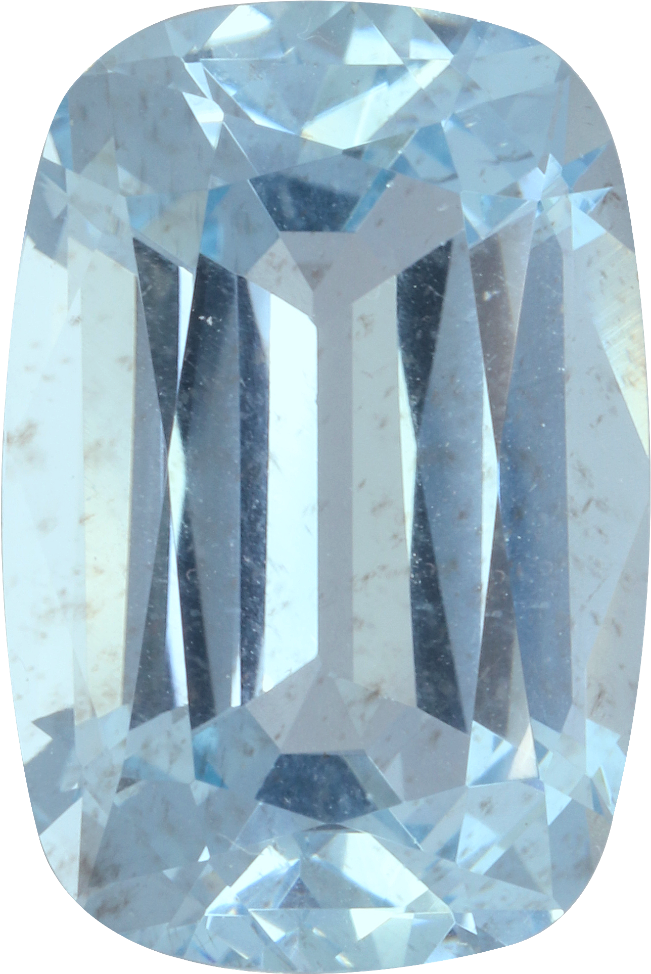 Cushion cut aquamarine, 16.3 by 10.88 mm, shown at actual size