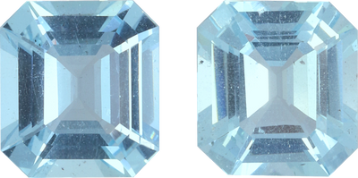 Rectangular cut aquamarine, 10.54 by 9.54 mm, shown at actual size