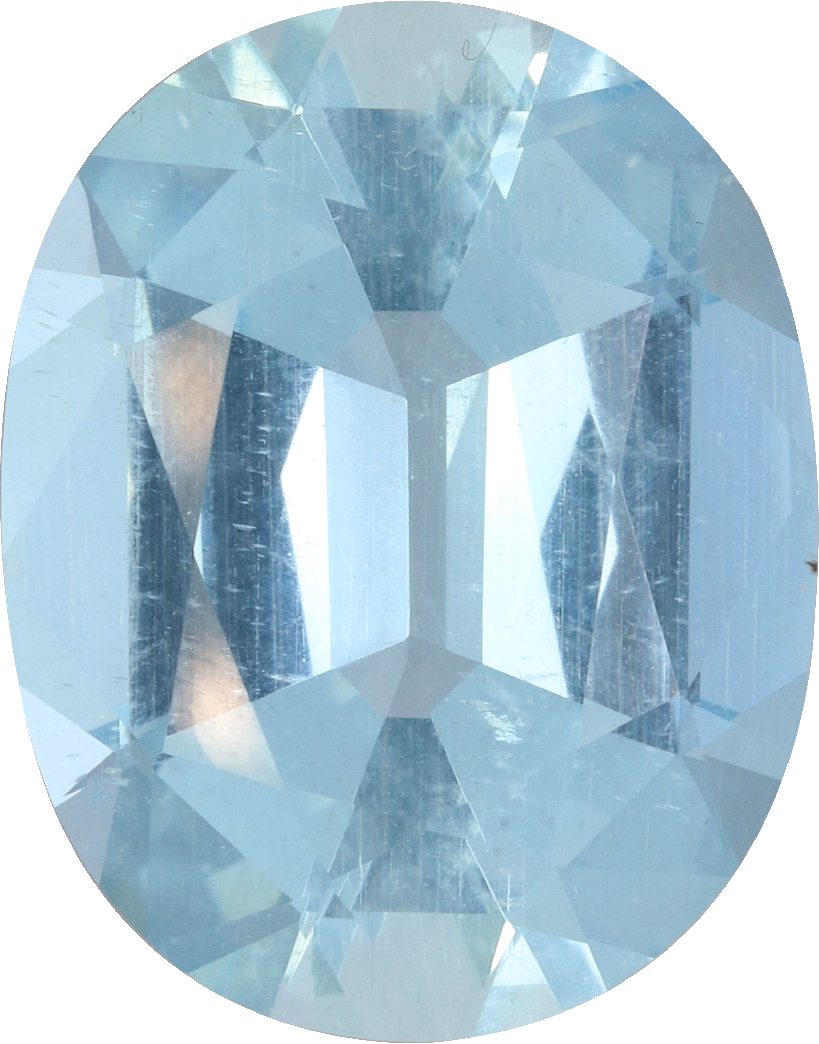 Oval cut aquamarine, 21.58 by 16.92 mm, shown at actual size