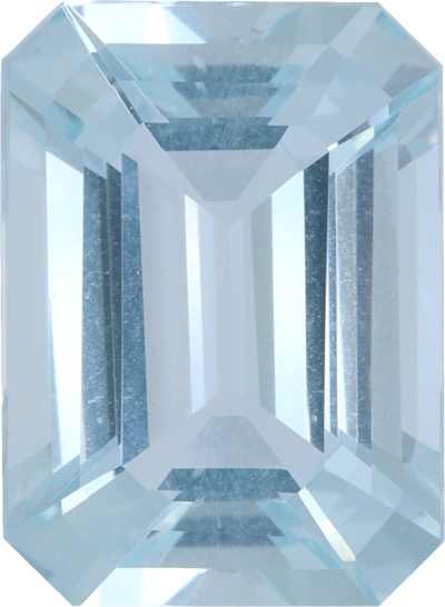 Rectangular cut aquamarine, 12.29 by 8.93 mm, shown at actual size