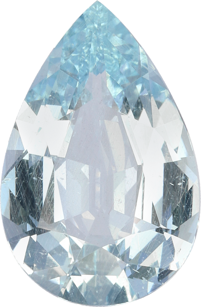 Pear cut aquamarine, 17.72 by 11.68 mm, shown at actual size