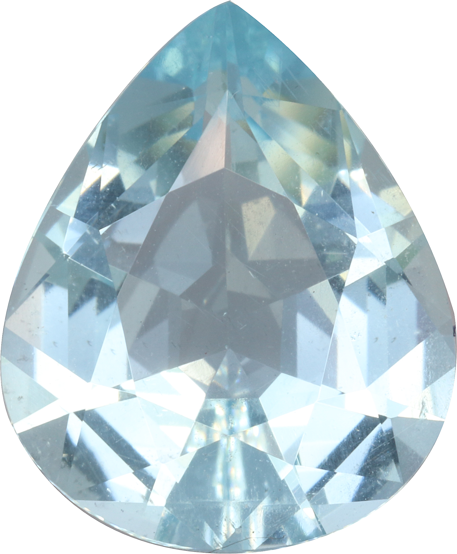 Pear cut aquamarine, 16 by 13.13 mm, shown at actual size