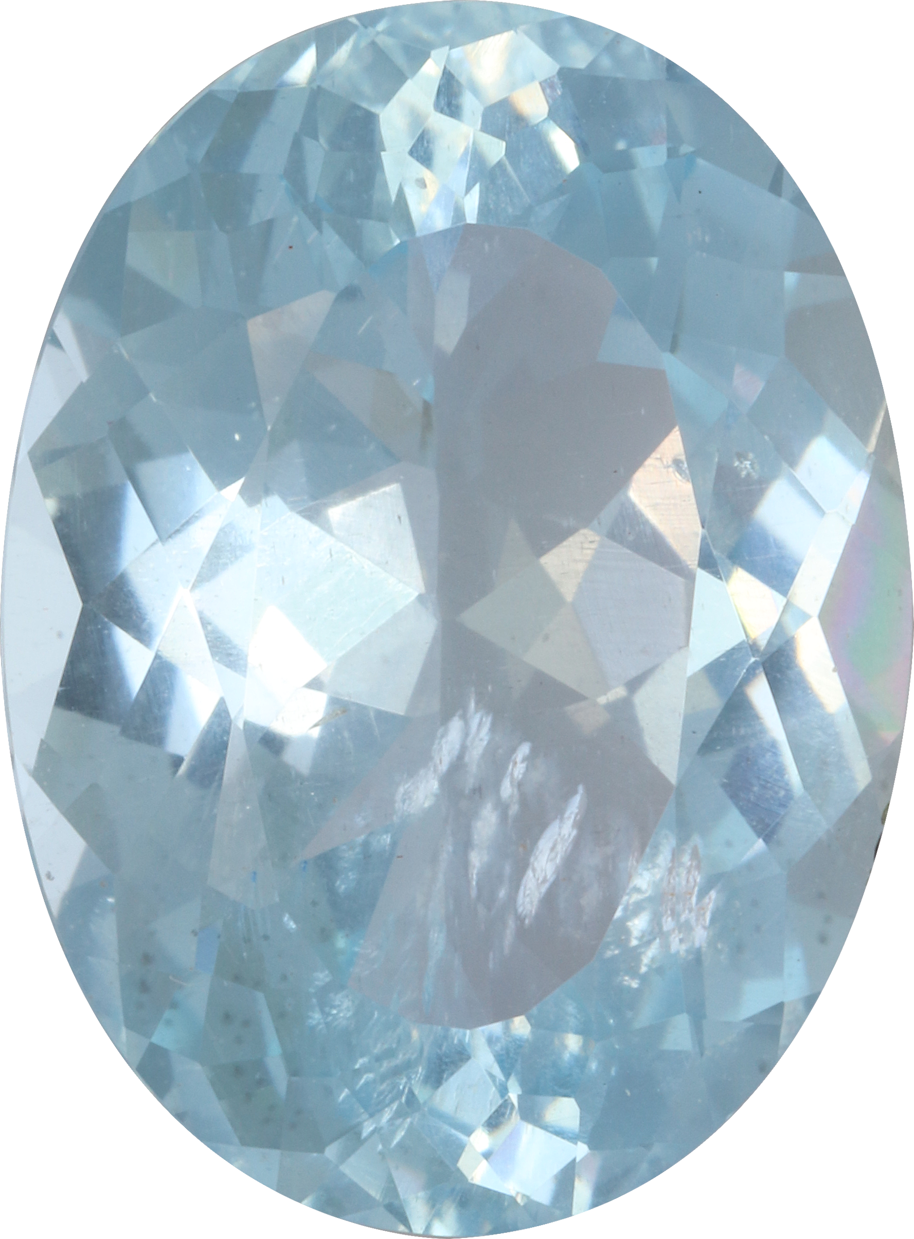 Oval cut aquamarine, 17.8 by 13.16 mm, shown at actual size
