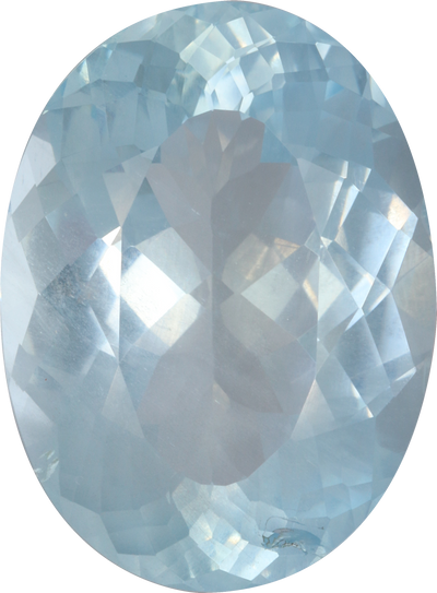 Oval cut aquamarine, 17.89 by 13.2 mm, shown at actual size