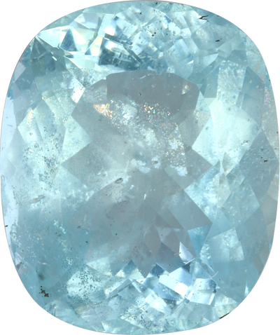 Cushion cut aquamarine, 15.55 by 13.03 mm, shown at actual size