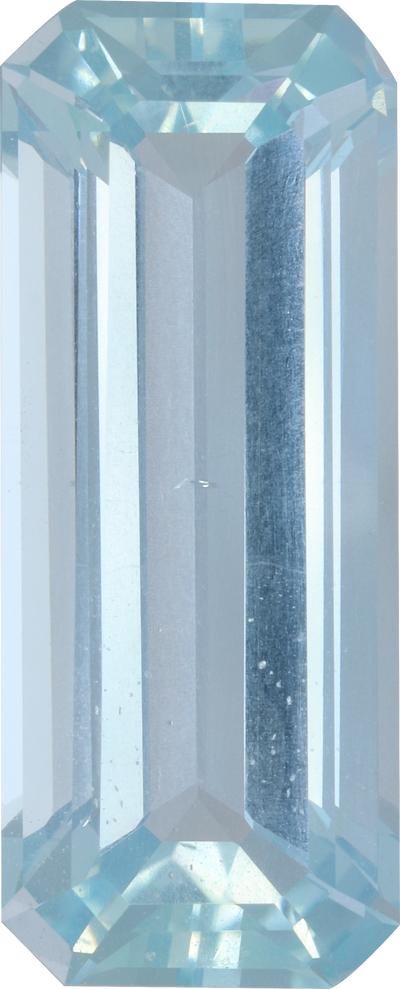 Rectangular cut aquamarine, 24.57 by 10.08 mm, shown at actual size