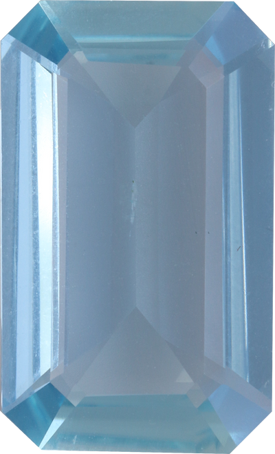 Rectangular cut aquamarine, 18.37 by 11.12 mm, shown at actual size