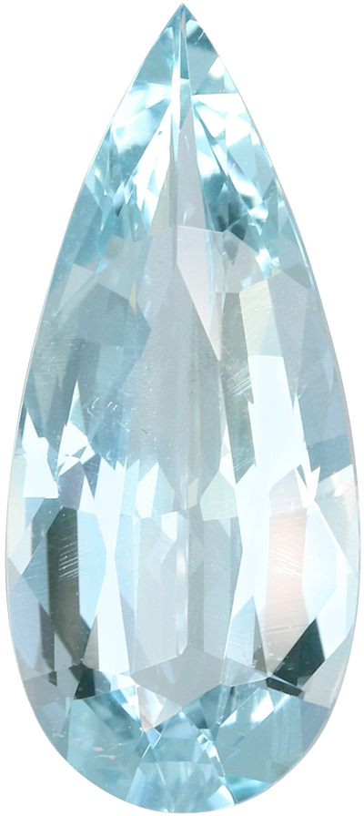 Pear cut aquamarine, 16.49 by 7.21 mm, shown at actual size