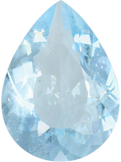 Pear cut aquamarine, 15.34 by 11.11 mm, shown at actual size