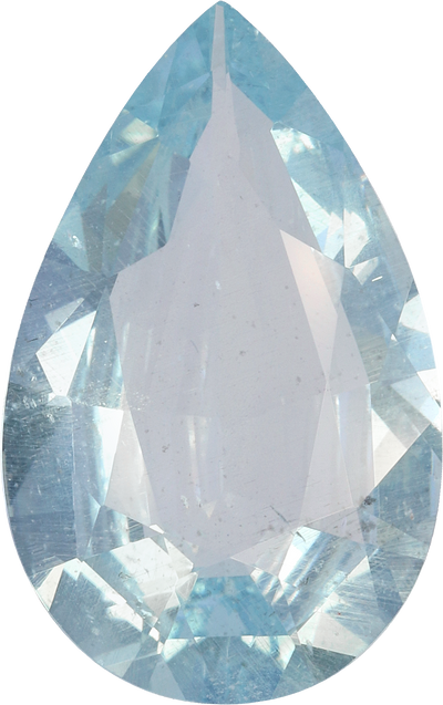 Pear cut aquamarine, 20.66 by 12.92 mm, shown at actual size