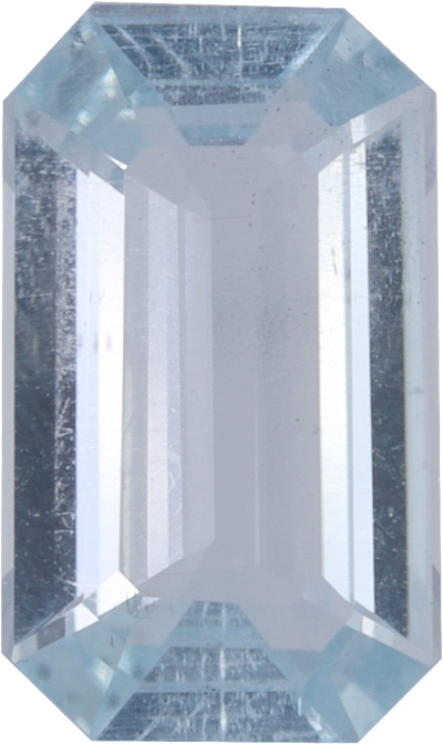 Rectangular cut aquamarine, 10.24 by 6.07 mm, shown at actual size