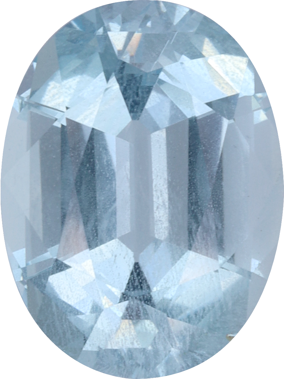 Oval cut aquamarine, 12.7 by 9.48 mm, shown at actual size