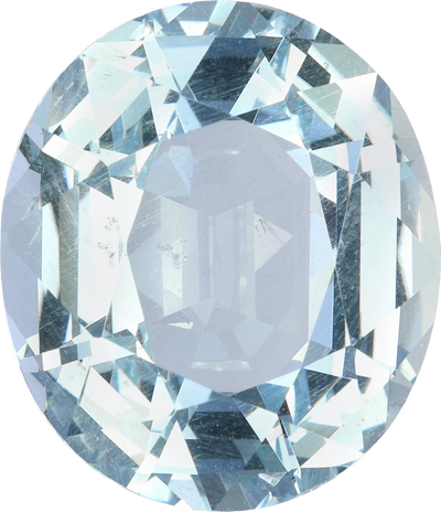 Oval cut aquamarine, 18.46 by 15.92 mm, shown at actual size