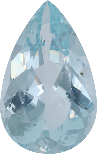 Pear cut aquamarine, 23.82 by 14.96 mm, shown at actual size