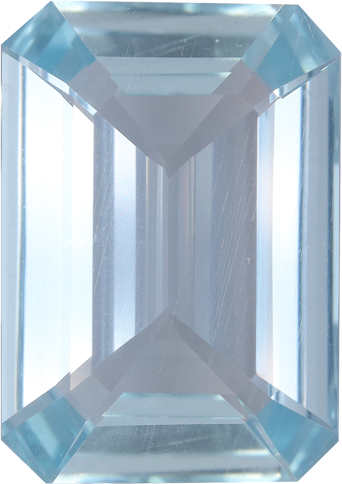 Rectangular cut aquamarine, 17.16 by 12.09 mm, shown at actual size