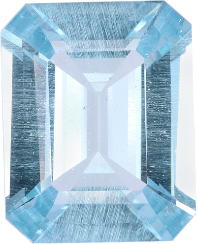 Rectangular cut aquamarine, 17.82 by 14.15 mm, shown at actual size