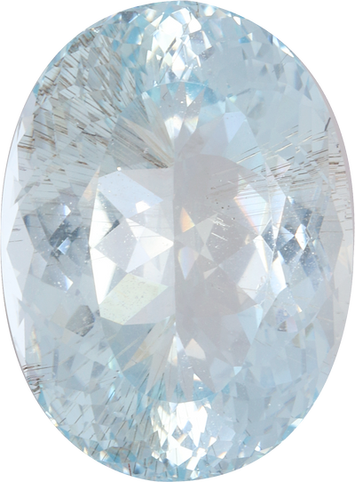 Oval cut aquamarine, 19.88 by 14.54 mm, shown at actual size