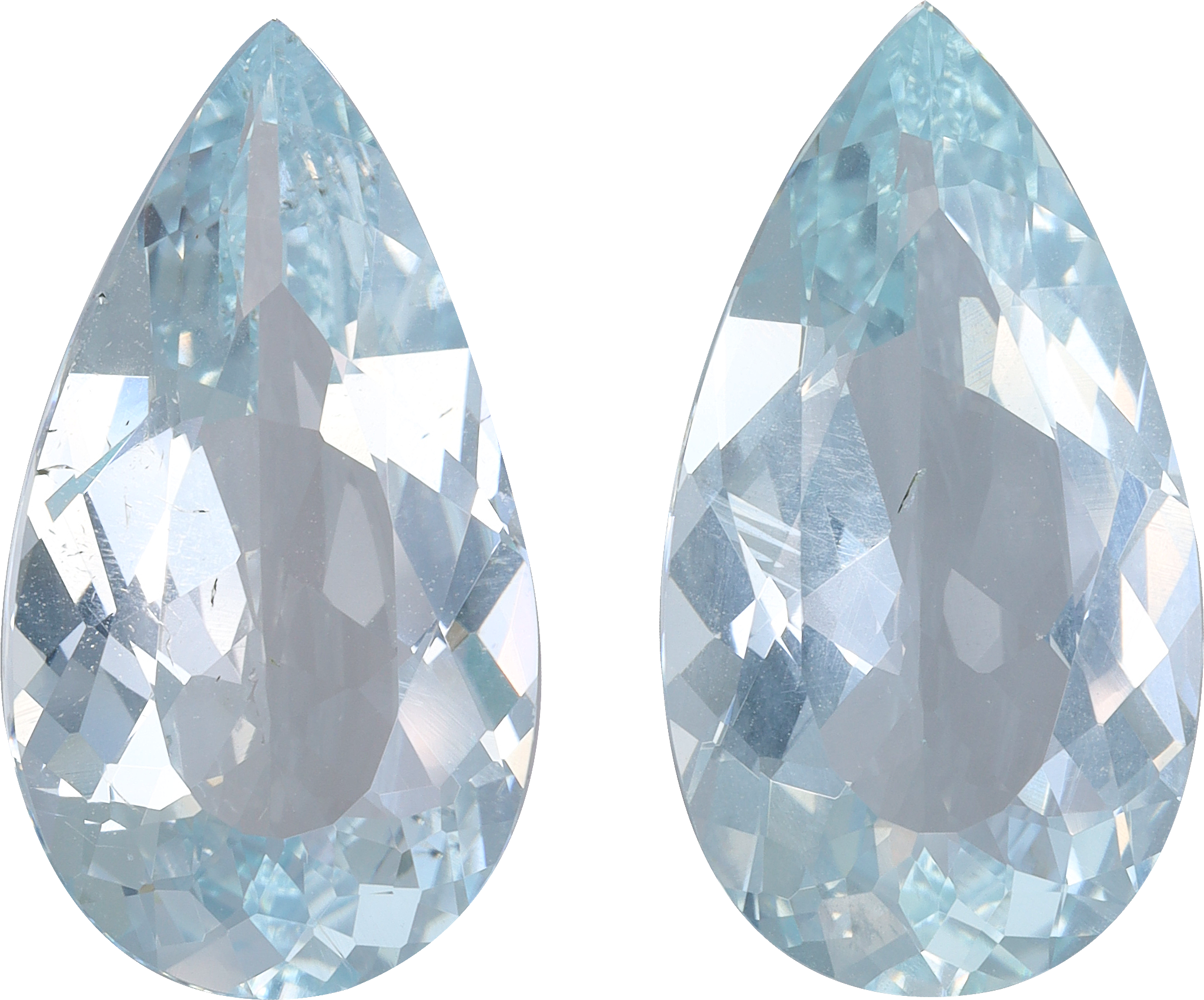Pear cut aquamarine, 20.78 by 11.43 mm, shown at actual size