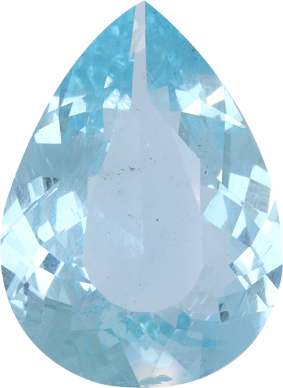 Pear cut aquamarine, 22.82 by 15.15 mm, shown at actual size