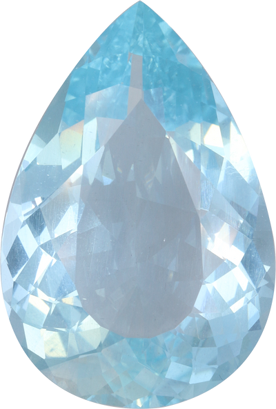 Pear cut aquamarine, 26.1 by 17.19 mm, shown at actual size