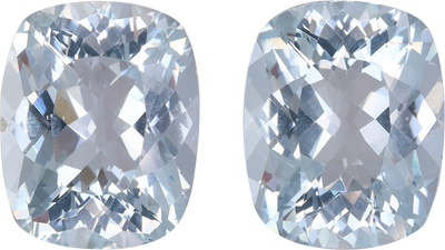 Cushion cut aquamarine, 13.19 by 10.66 mm, shown at actual size