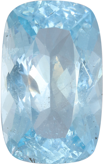 Cushion cut aquamarine, 25.6 by 16.02 mm, shown at actual size