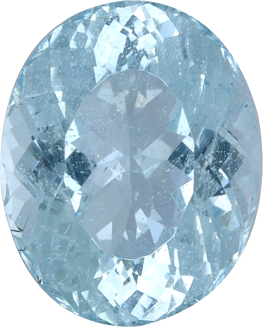 Oval cut aquamarine, 11.94 by 9.59 mm, shown at actual size