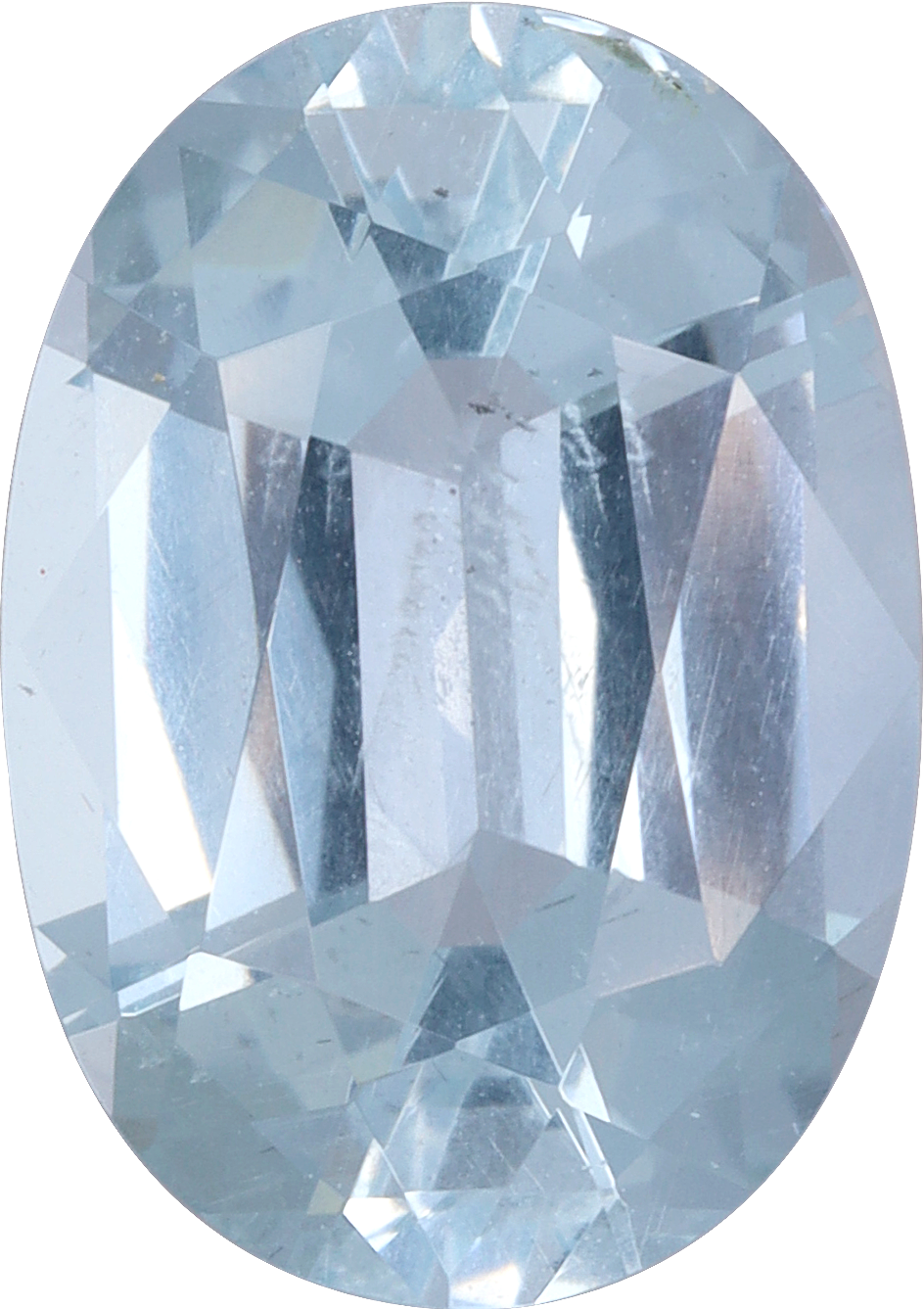 Oval cut aquamarine, 12.93 by 9.11 mm, shown at actual size