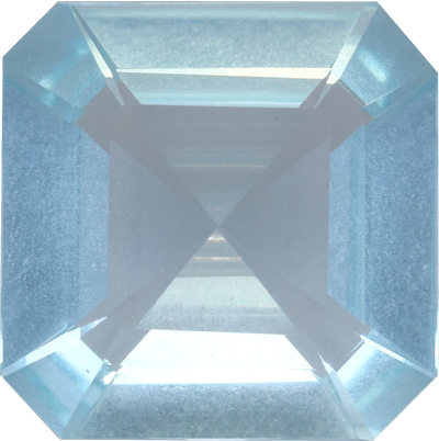 Square cut aquamarine, 12.47 by 12.45 mm, shown at actual size