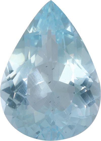 Pear cut aquamarine, 16.83 by 12 mm, shown at actual size