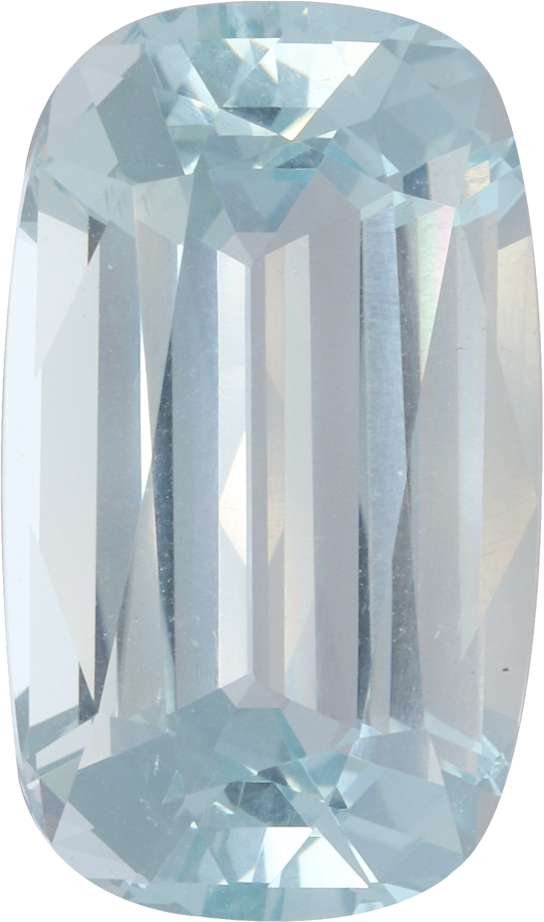 Cushion cut aquamarine, 20.01 by 11.74 mm, shown at actual size