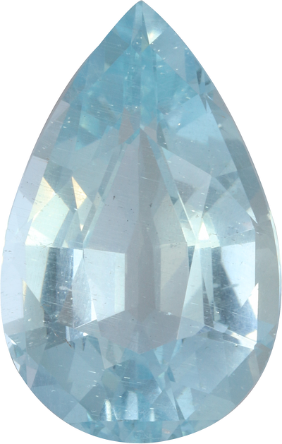 Pear cut aquamarine, 17.12 by 10.94 mm, shown at actual size