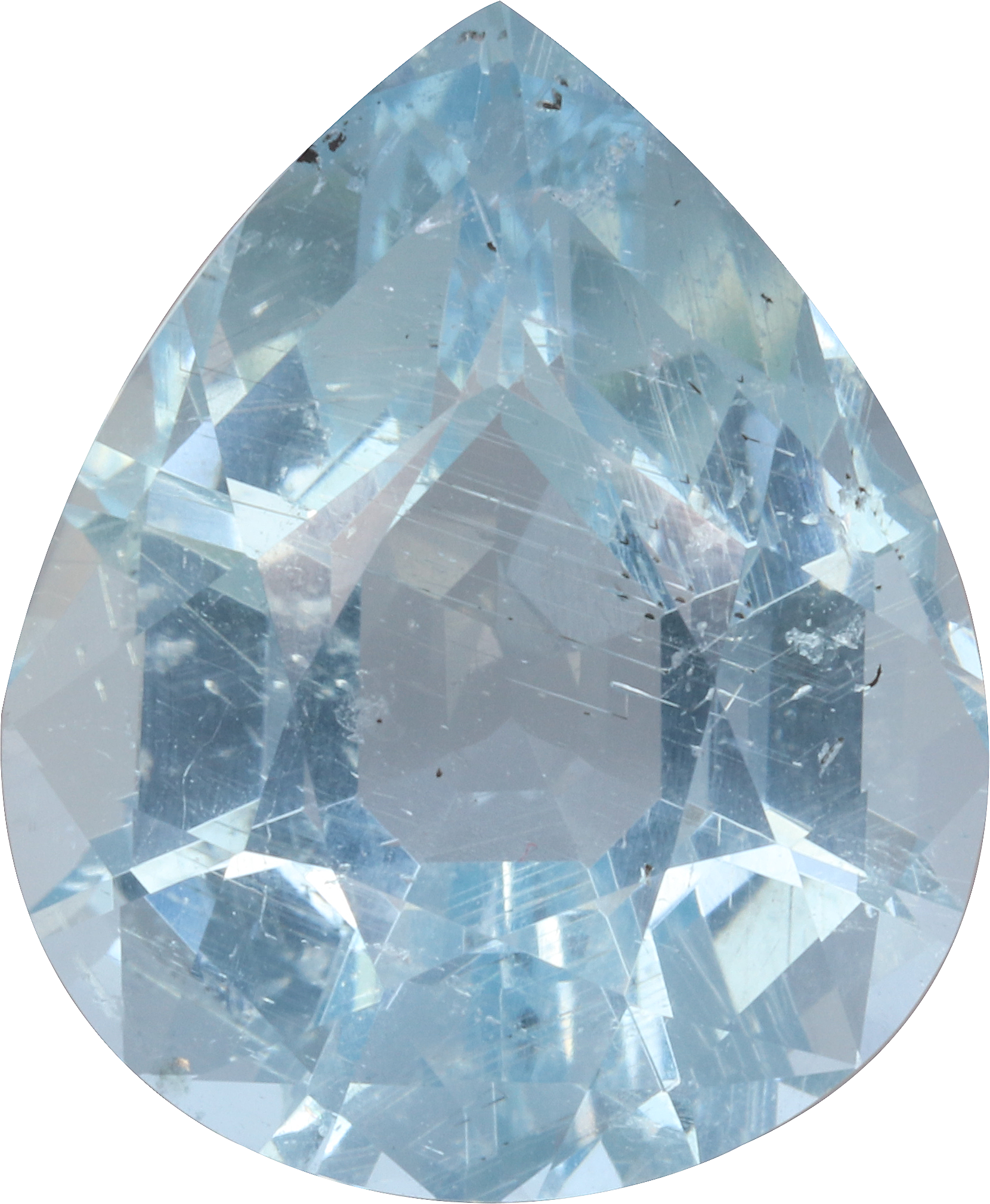 Pear cut aquamarine, 16.07 by 13.2 mm, shown at actual size
