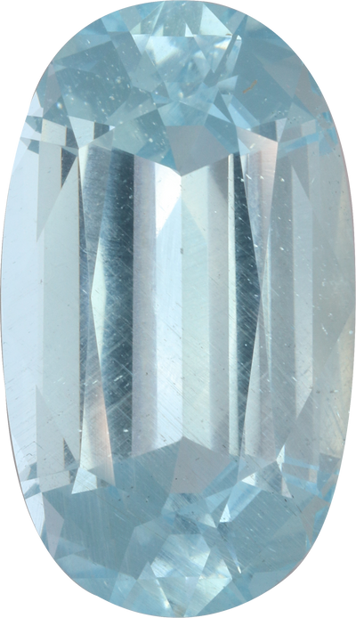 Oval cut aquamarine, 19.37 by 11.12 mm, shown at actual size