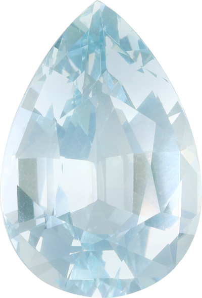 Pear cut aquamarine, 19.91 by 13.53 mm, shown at actual size