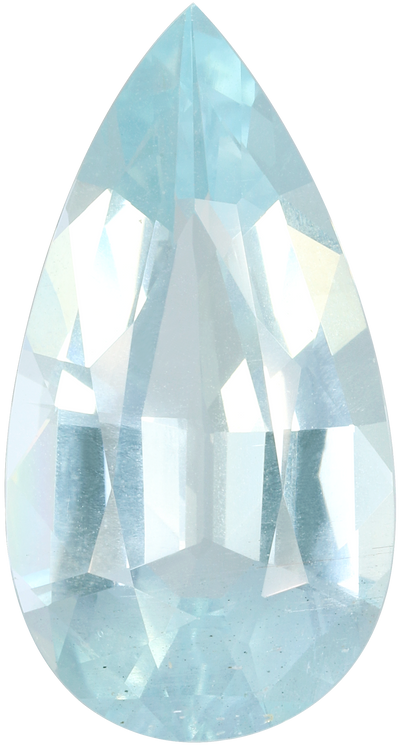 Pear cut aquamarine, 24.86 by 13.17 mm, shown at actual size