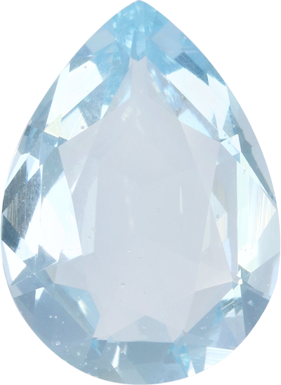 Pear cut aquamarine, 16.27 by 11.92 mm, shown at actual size