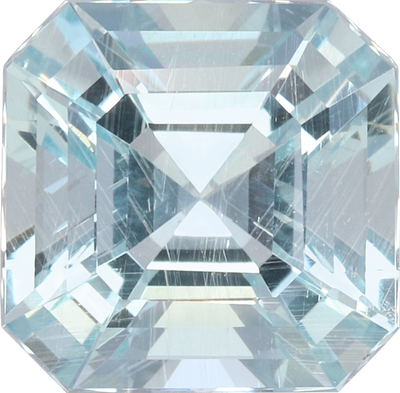 Square cut aquamarine, 9.07 by 8.96 mm, shown at actual size