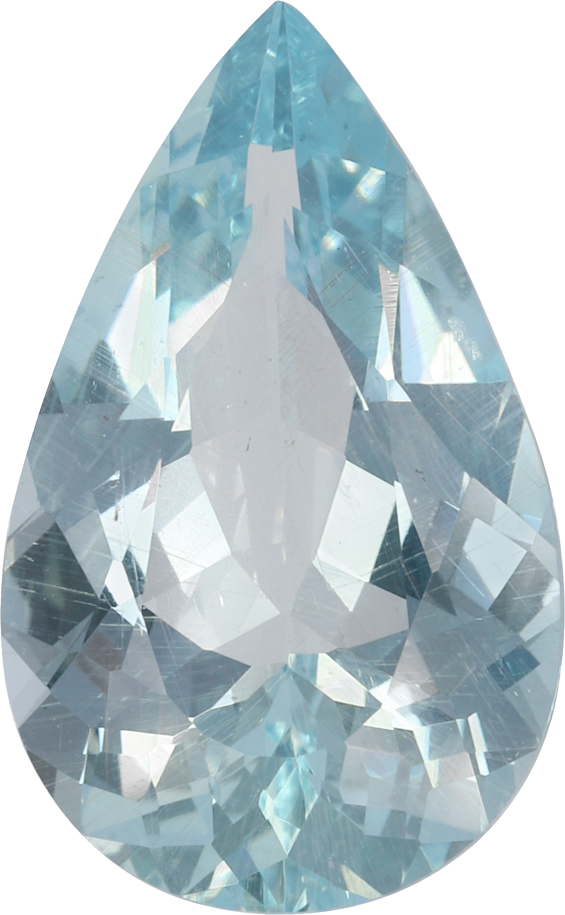 Pear cut aquamarine, 15.79 by 9.7 mm, shown at actual size