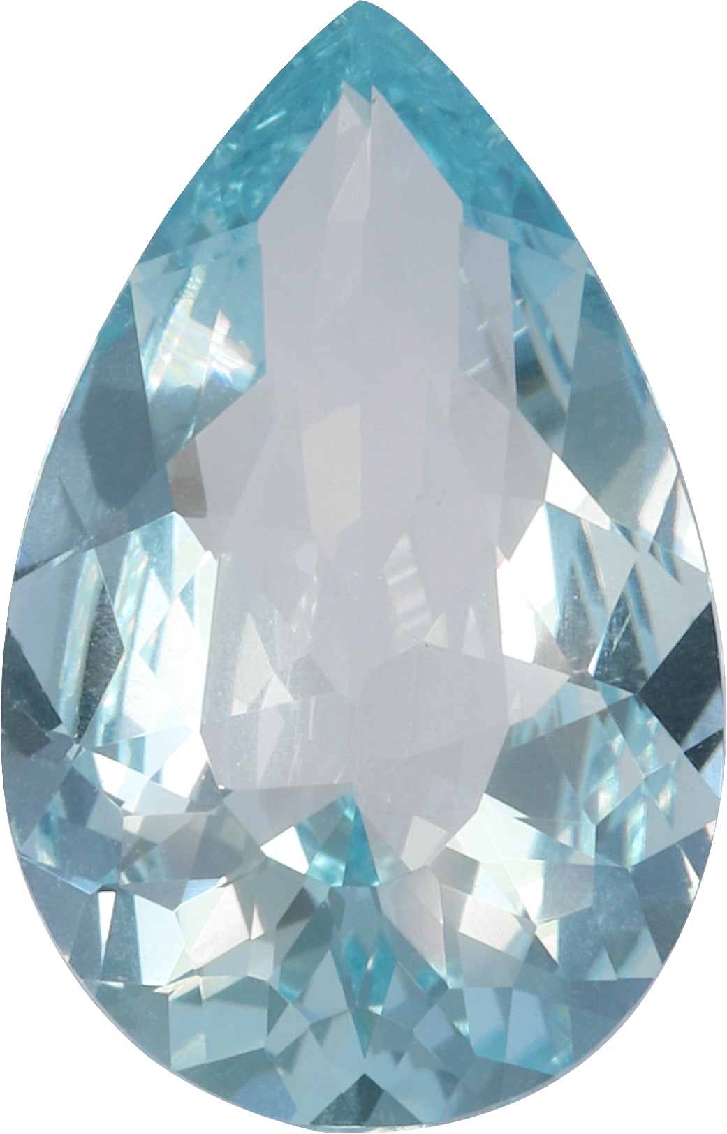 Pear cut aquamarine, 13.72 by 8.84 mm, shown at actual size