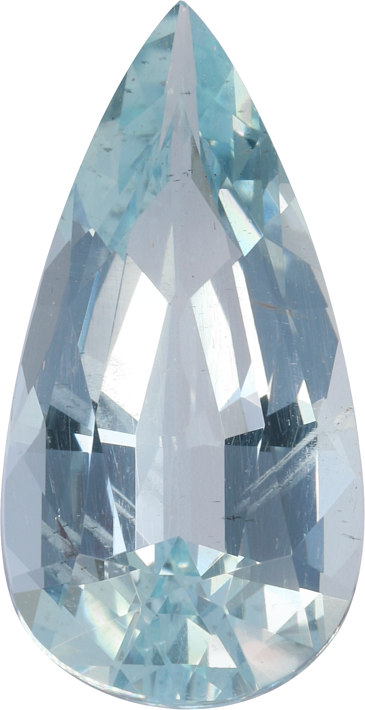 Pear cut aquamarine, 19.32 by 9.75 mm, shown at actual size