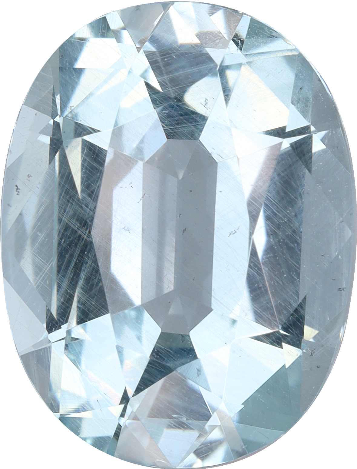 Oval cut aquamarine, 13.56 by 10.32 mm, shown at actual size