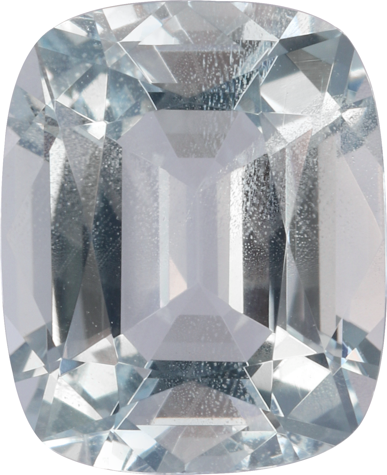 Cushion cut aquamarine, 10.99 by 9.02 mm, shown at actual size