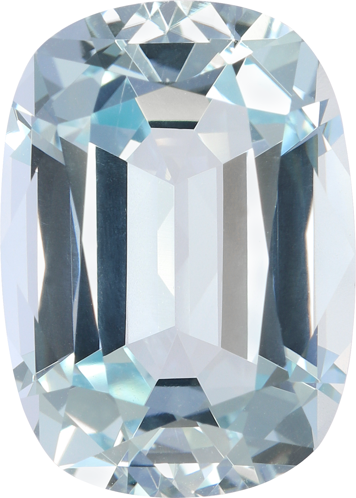 Cushion cut aquamarine, 16.28 by 11.6 mm, shown at actual size