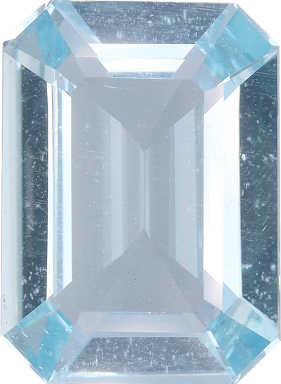 Rectangular cut aquamarine, 13.91 by 10.13 mm, shown at actual size