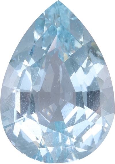 Pear cut aquamarine, 15.86 by 11.17 mm, shown at actual size